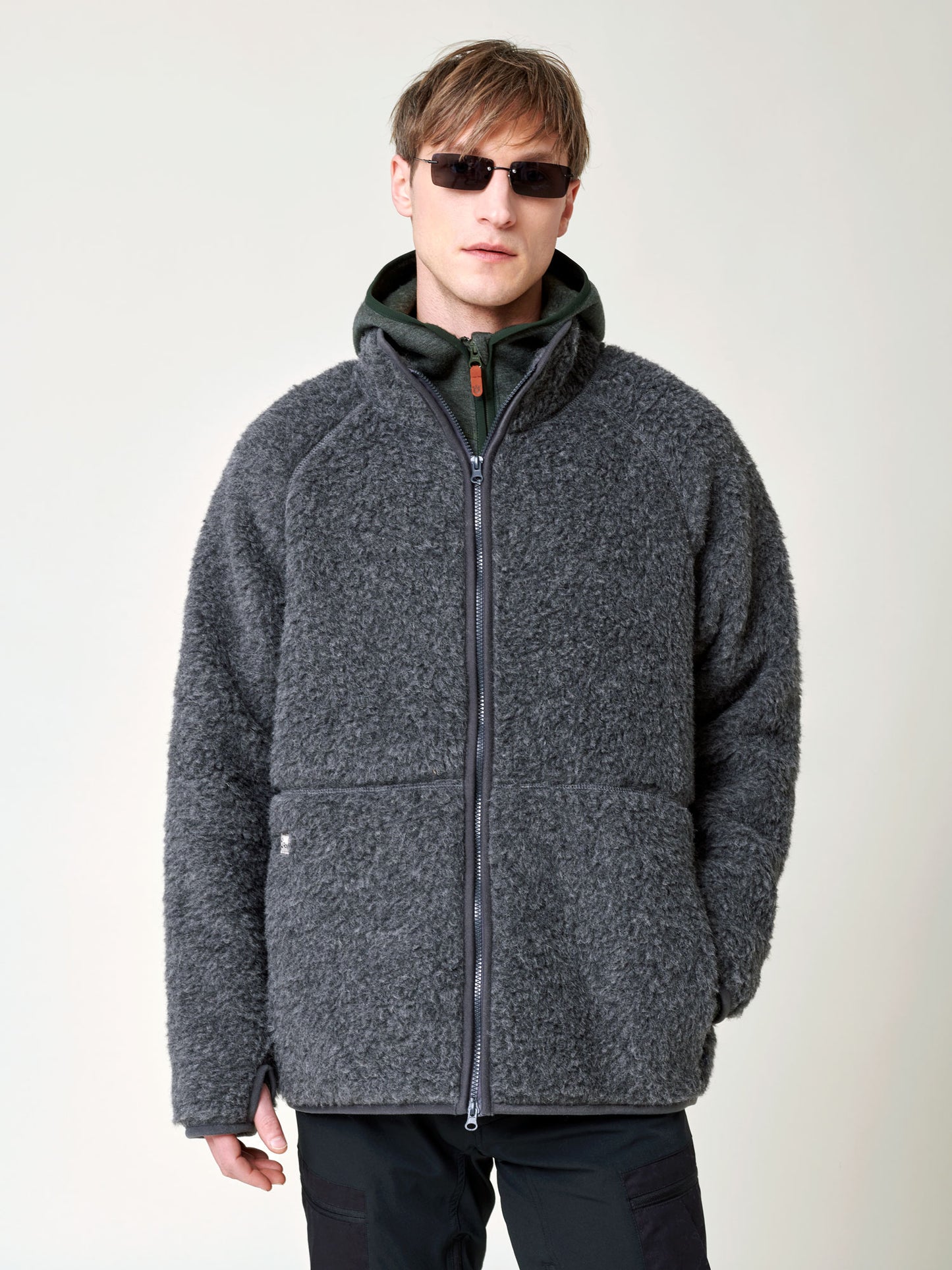 Men's Heavy Wool Pile Jacket - Grey
