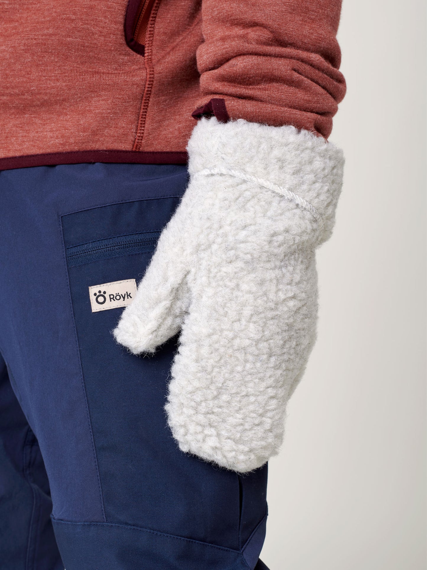 Wool Pile Mittens - Light Grey