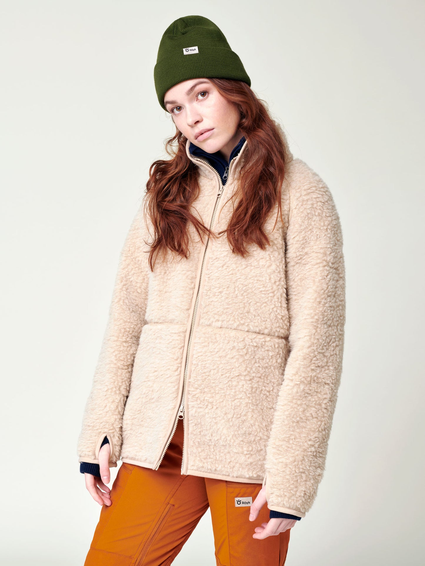 Women's Heavy Wool Pile Jacket - Beige