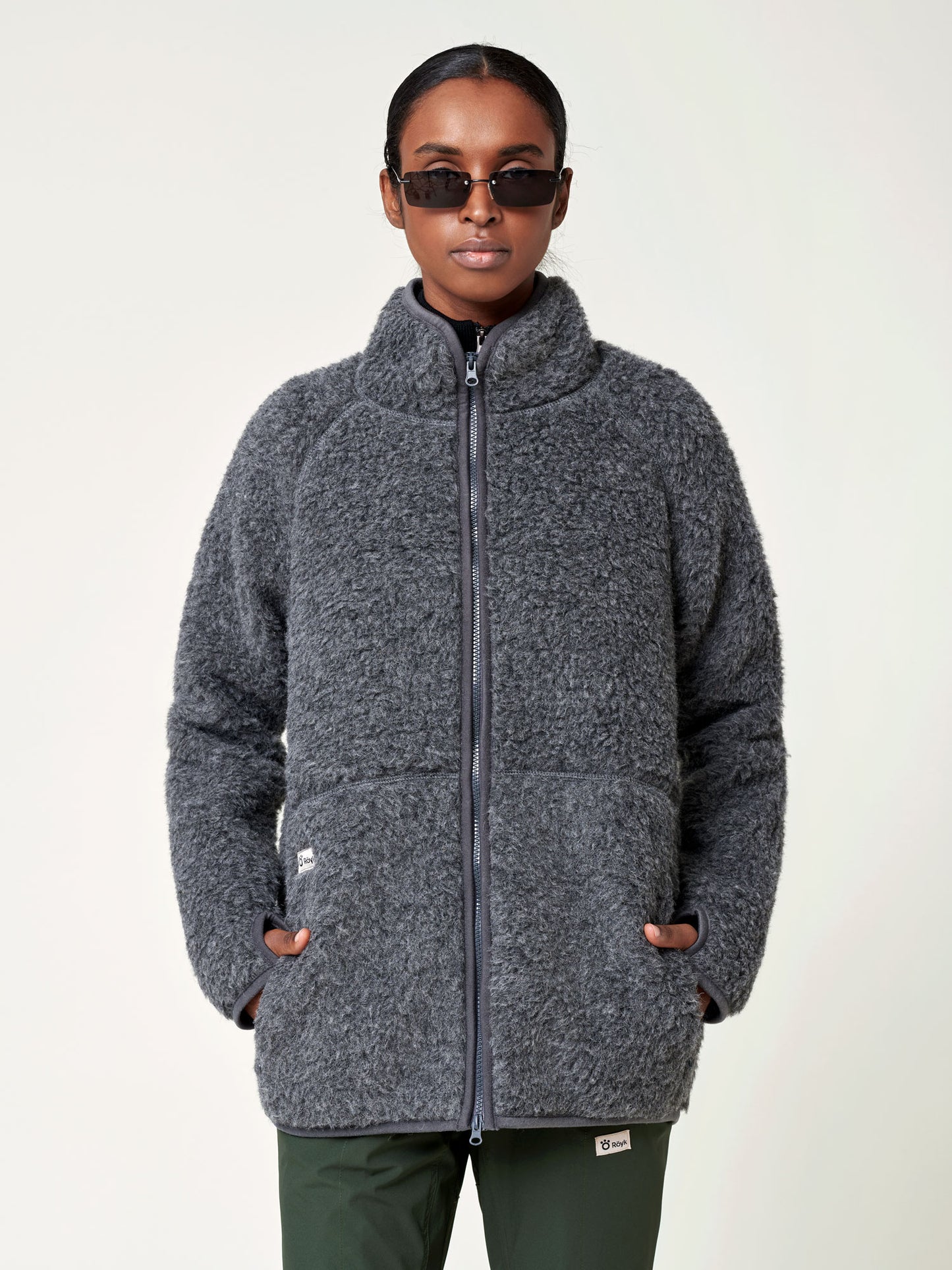 Women's Heavy Wool Pile Jacket - Grey