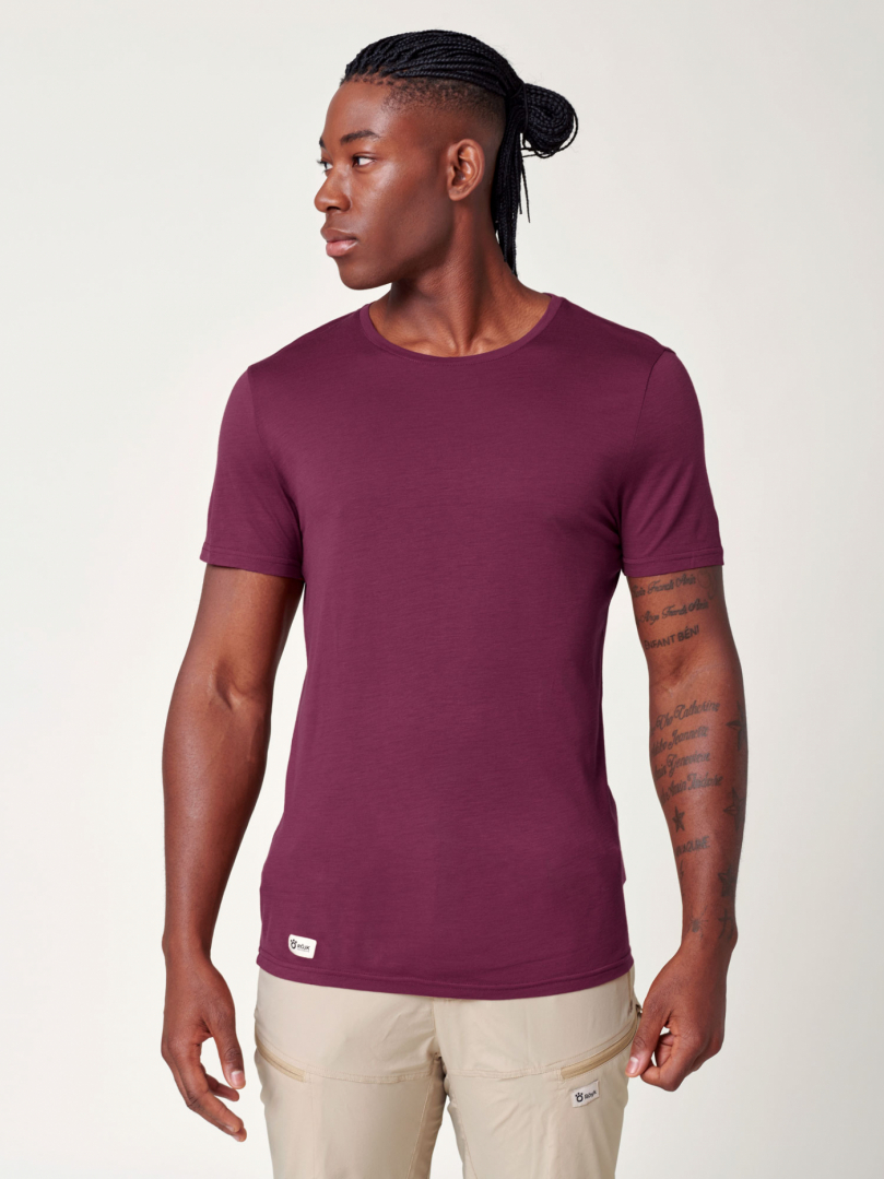 Men's Merino T-shirt - Wine in the group WINTER SALE / 40% off at Röyk (113241_r)