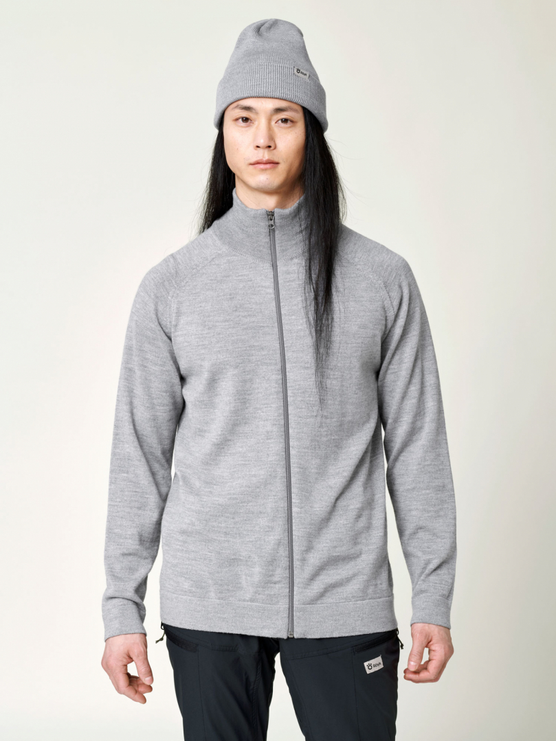 Men's Merino Full Zip Jacket - Grey Melange in the group Men's / Hoodies & sweaters at Röyk (131121_r)