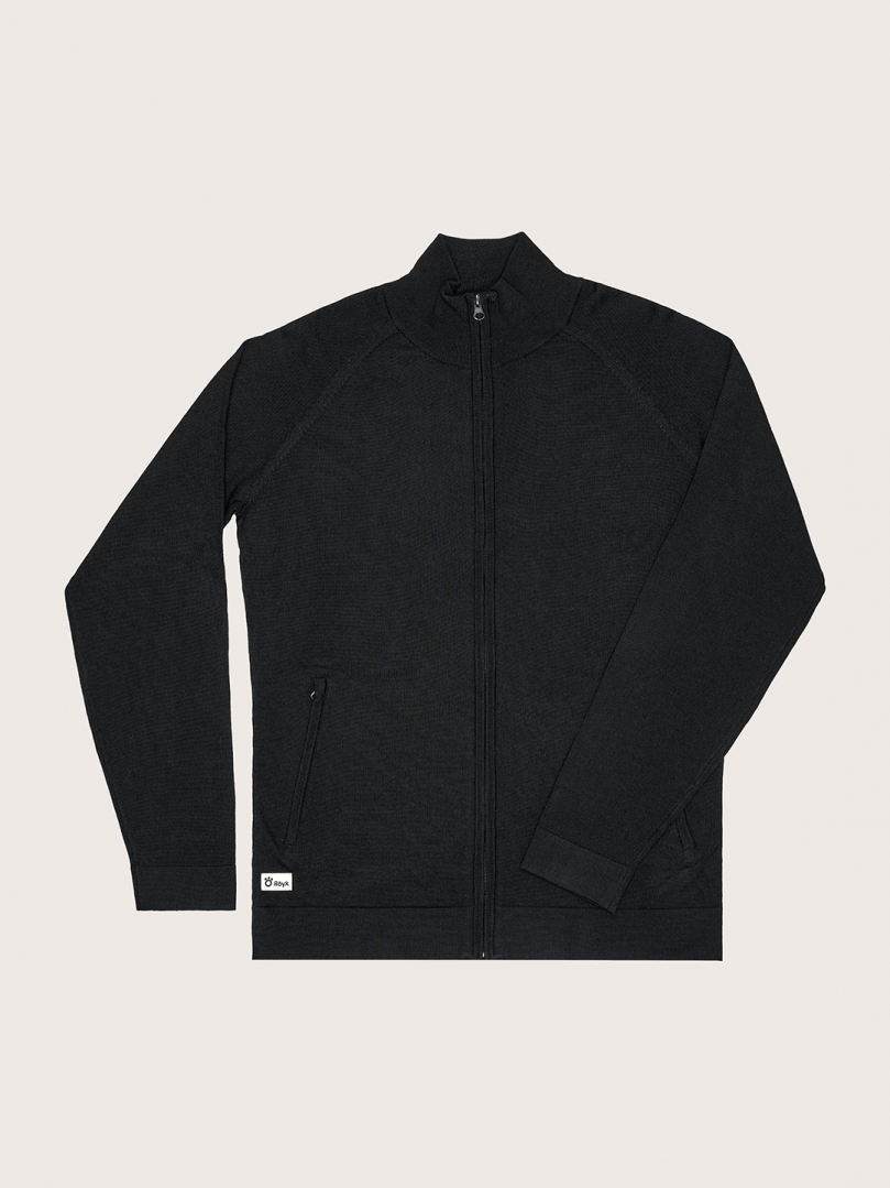 Men's Merino Full Zip Cardigan - Black in the group Men's / Hoodies & sweaters / Knitwear at Röyk (1340081_r)