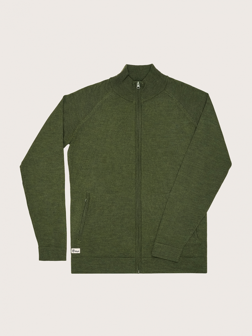 Men's Merino Full Zip Cardigan - Green in the group Men's / Hoodies & sweaters / Knitwear at Röyk (134022541_r)