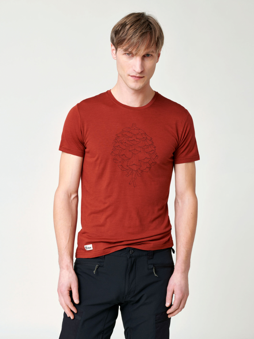 Men's Merino T-shirt - Red Pine Cone in the group Men's / T-shirts at RÖYK (18551661_r)