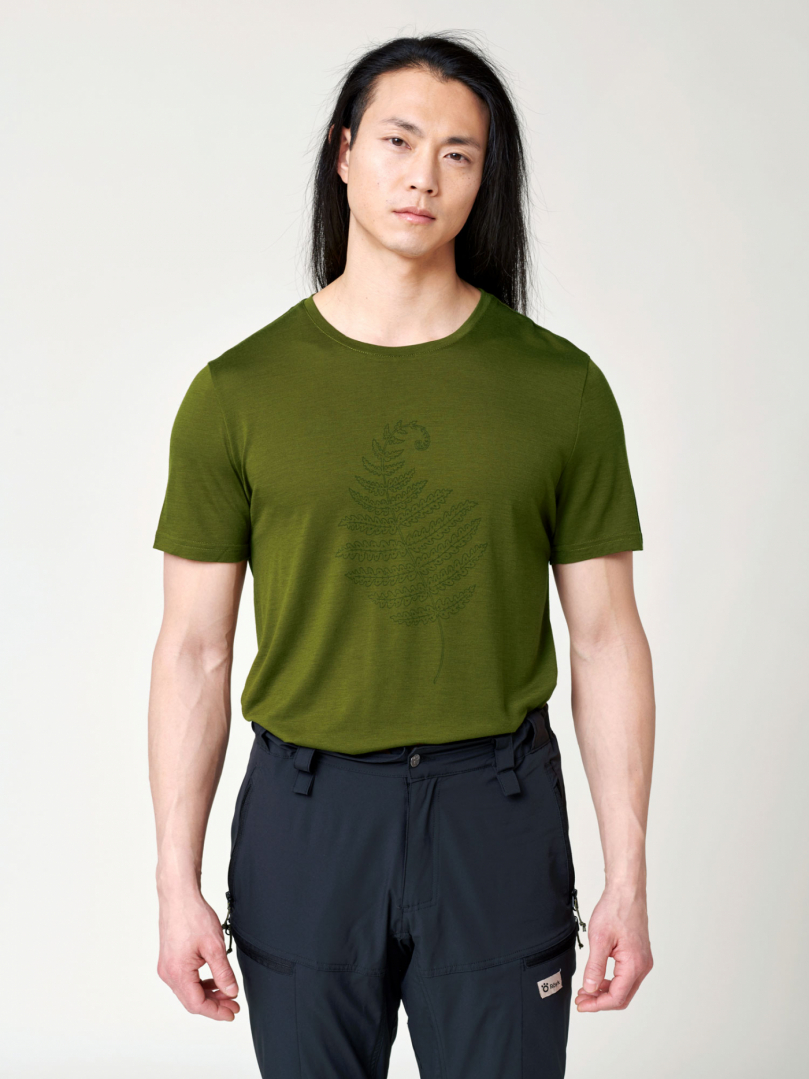 Men's Merino T-shirt - Green Fern in the group WINTER SALE / 50% off at Röyk (1855851_r)