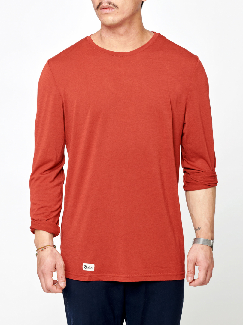 Men's Merino Long Tee - Rusty Red in the group Men's / Hoodies & sweaters / T-shirts at Röyk (18651661_r)