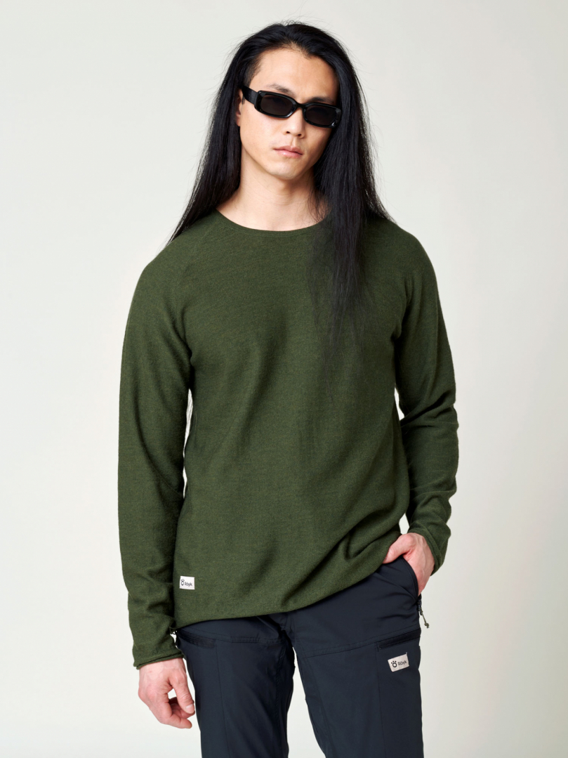 Men's Stray Merino Sweater - Green Olive in the group Men's / Knitwear at RÖYK (1872851_r)