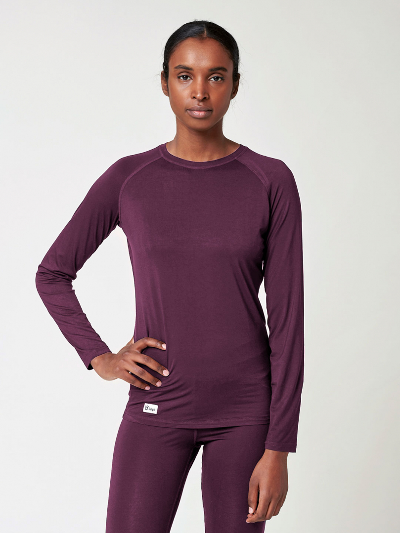 Women's Merino/Bamboo Sweater - Red Wine in the group Women's / Base-layers at Röyk (2141050_r)