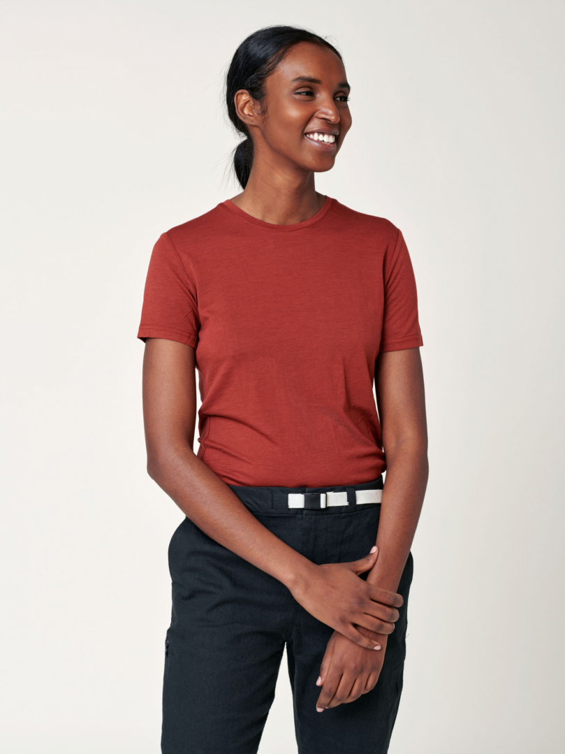 Women's Merino T-shirt - Rusty Red in the group Women's / Hoodies & sweaters / T-shirt at Röyk (221660_r)