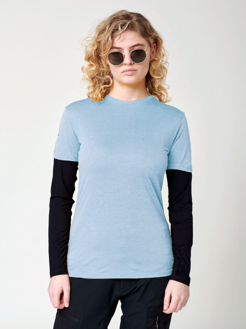 Women's Merino T-shirt - Light Blue in the group Women's / T-shirts - Women's / Merino wool - Women's at Röyk (2243190_r)