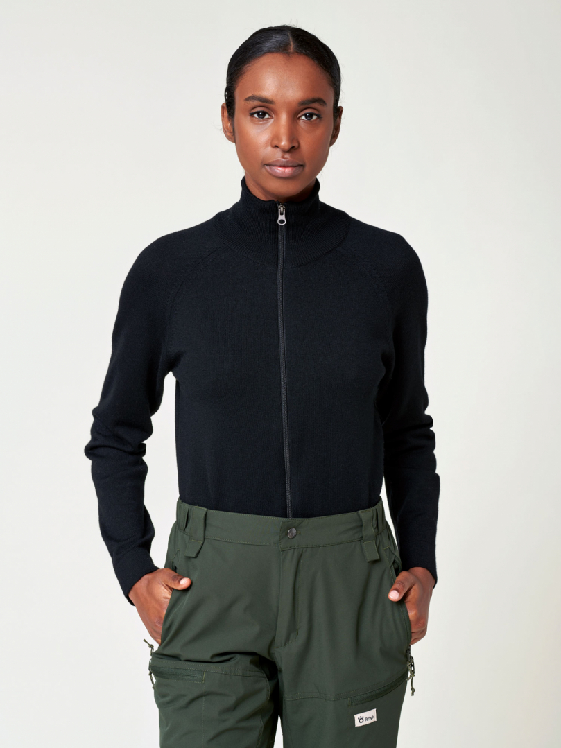 Women's Merino Full Zip Jacket - Black in the group Women's / Hoodies & sweaters at Röyk (23080_r)
