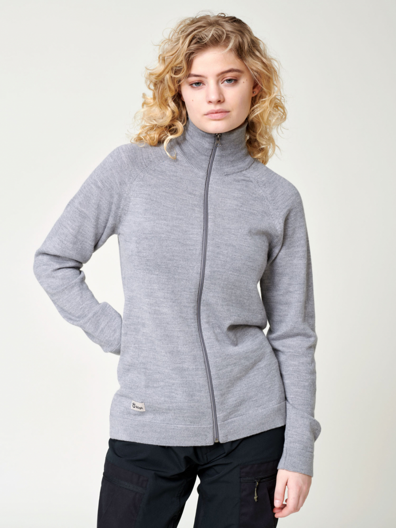 Women's Merino Full Zip Jacket - Grey Melange in the group Women's / Hoodies & sweaters / Knitwear at Röyk (231120_r)