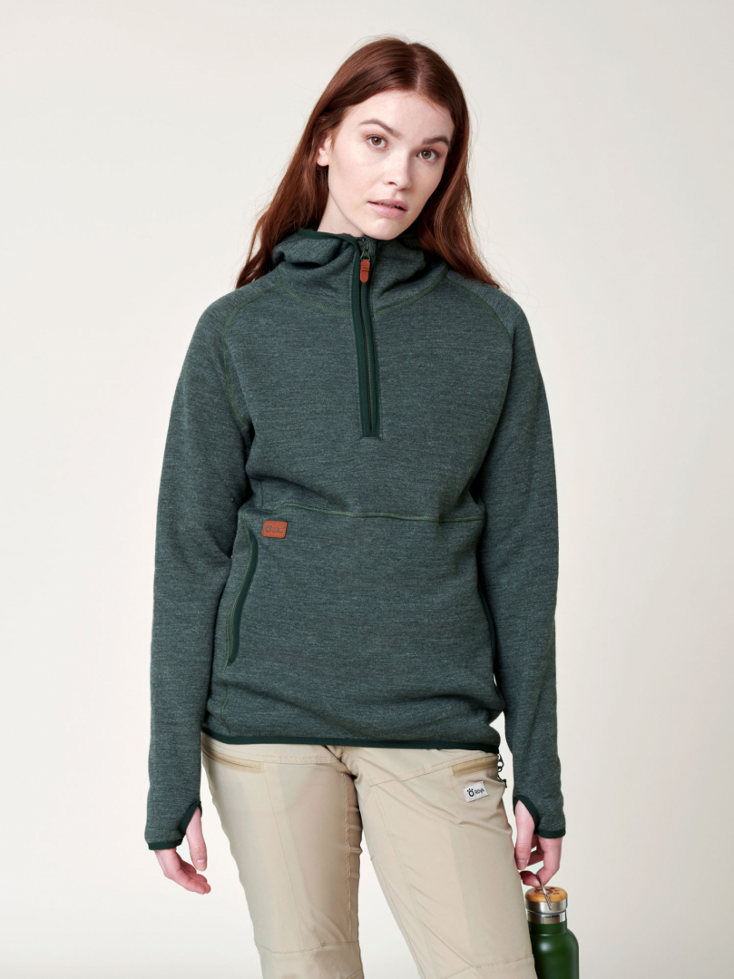 Women's Merino Half Zip Hoodie - Green in the group Women's / Hoodies & sweaters at RÖYK (28113170_r)