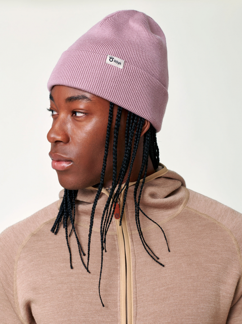 dusky pink beanie hat