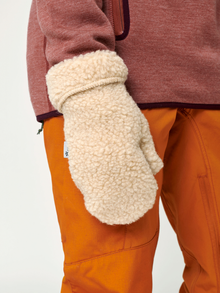 Wool Pile Mittens - Natural White