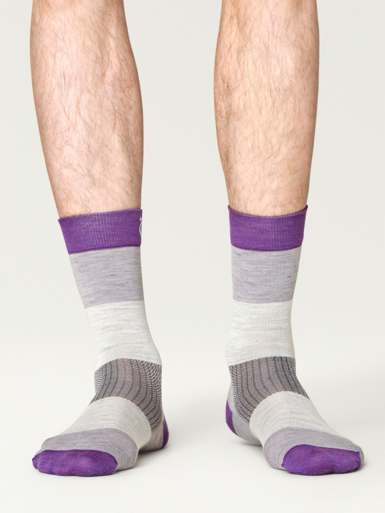 Everyday Merino Socks - Heavy stripes Purple 34-36 i gruppen Accessoarer / Strumpor / Vardagsstrumpor hos Röyk (700163436)