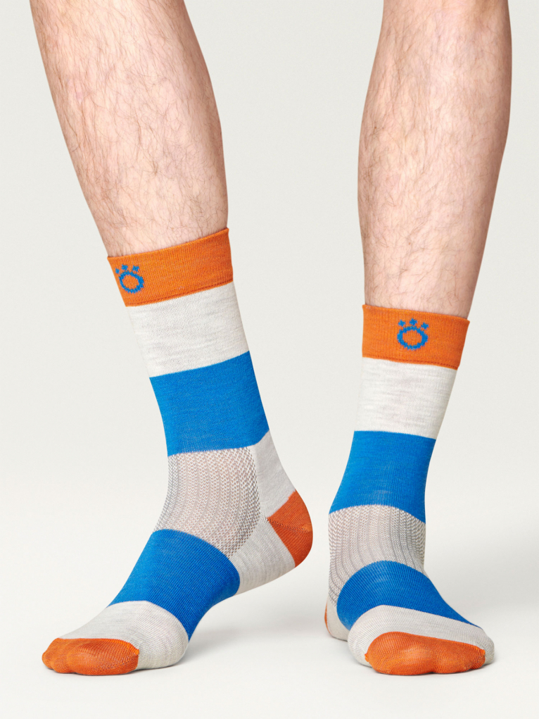 Everyday Merino Socks - Heavy stripes Orange 34-36 i gruppen Accessoarer / Strumpor / Vardagsstrumpor hos Röyk (7007353436)