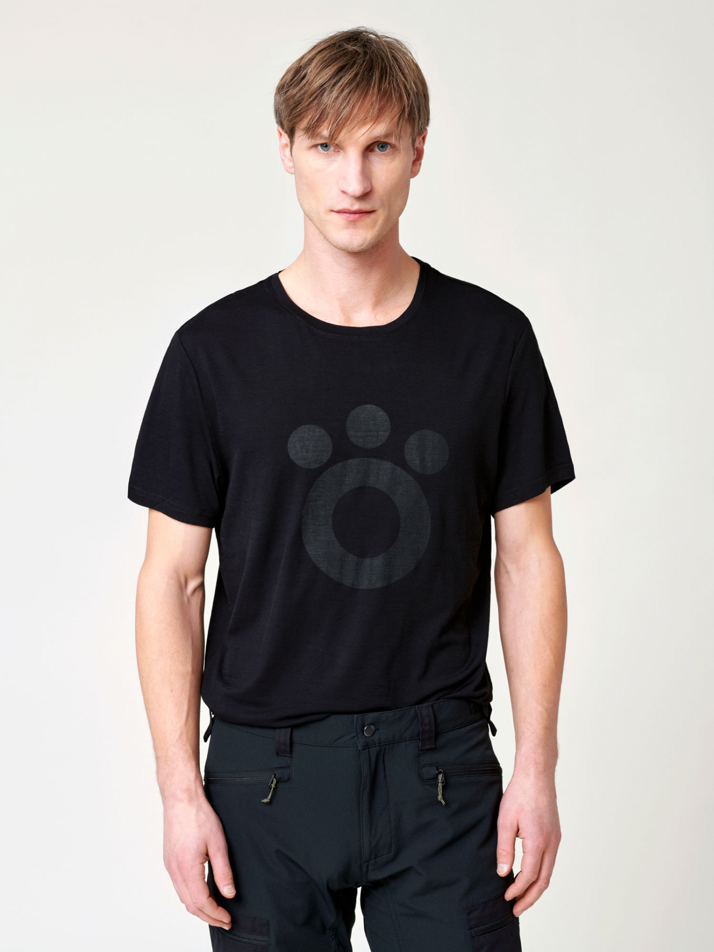 Men's Stroller Merino Tee - Big Black Logo MEN'S