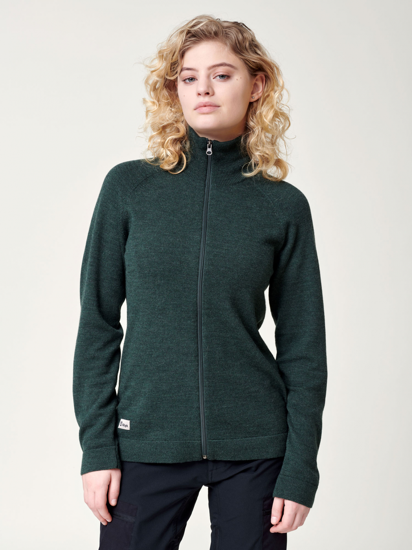 Women's Merino Full Zip Jacket - Dark Green | Knitwear - WOMEN