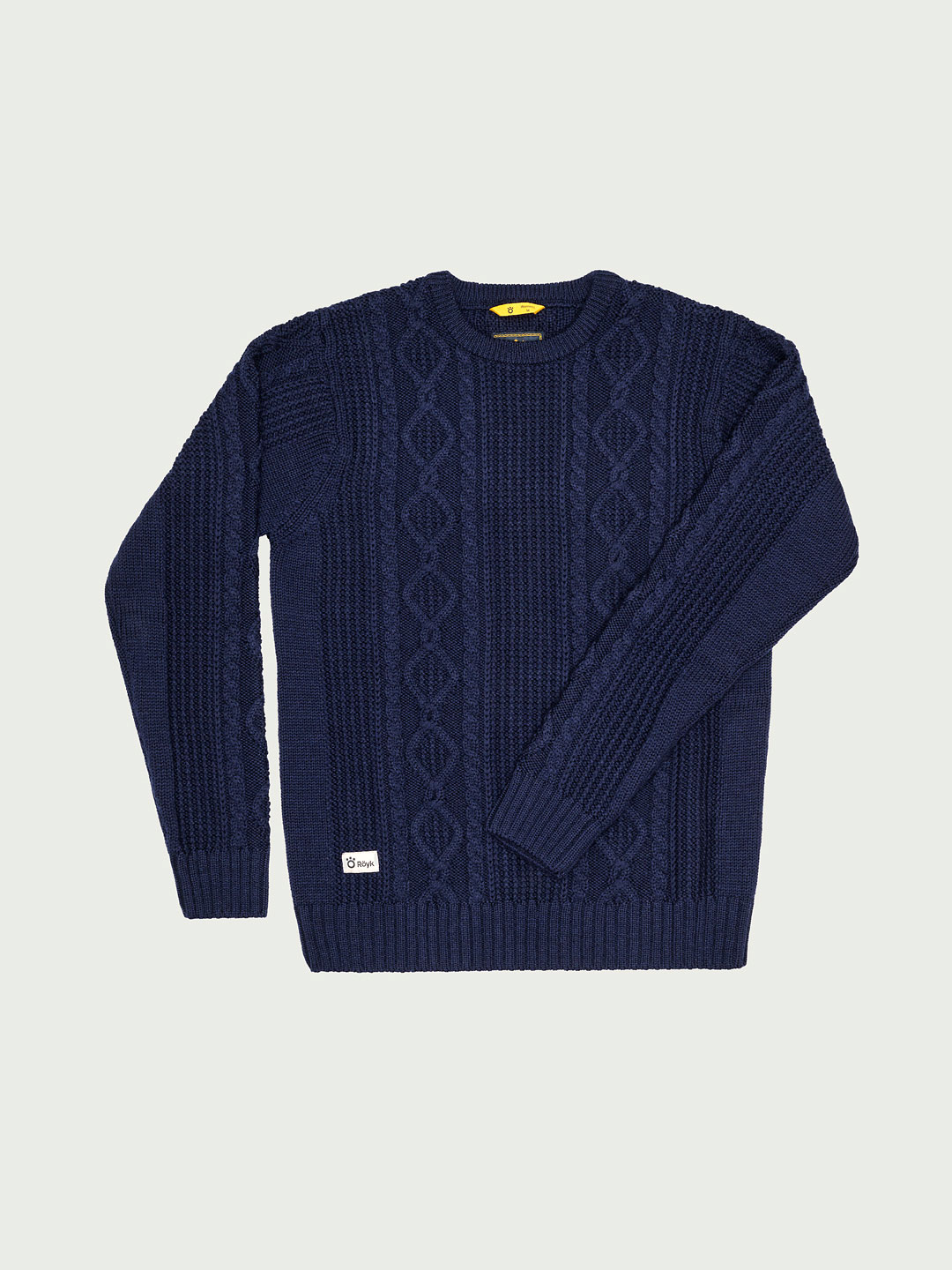 Women's Merino Cable Knit Crew Neck - Navy