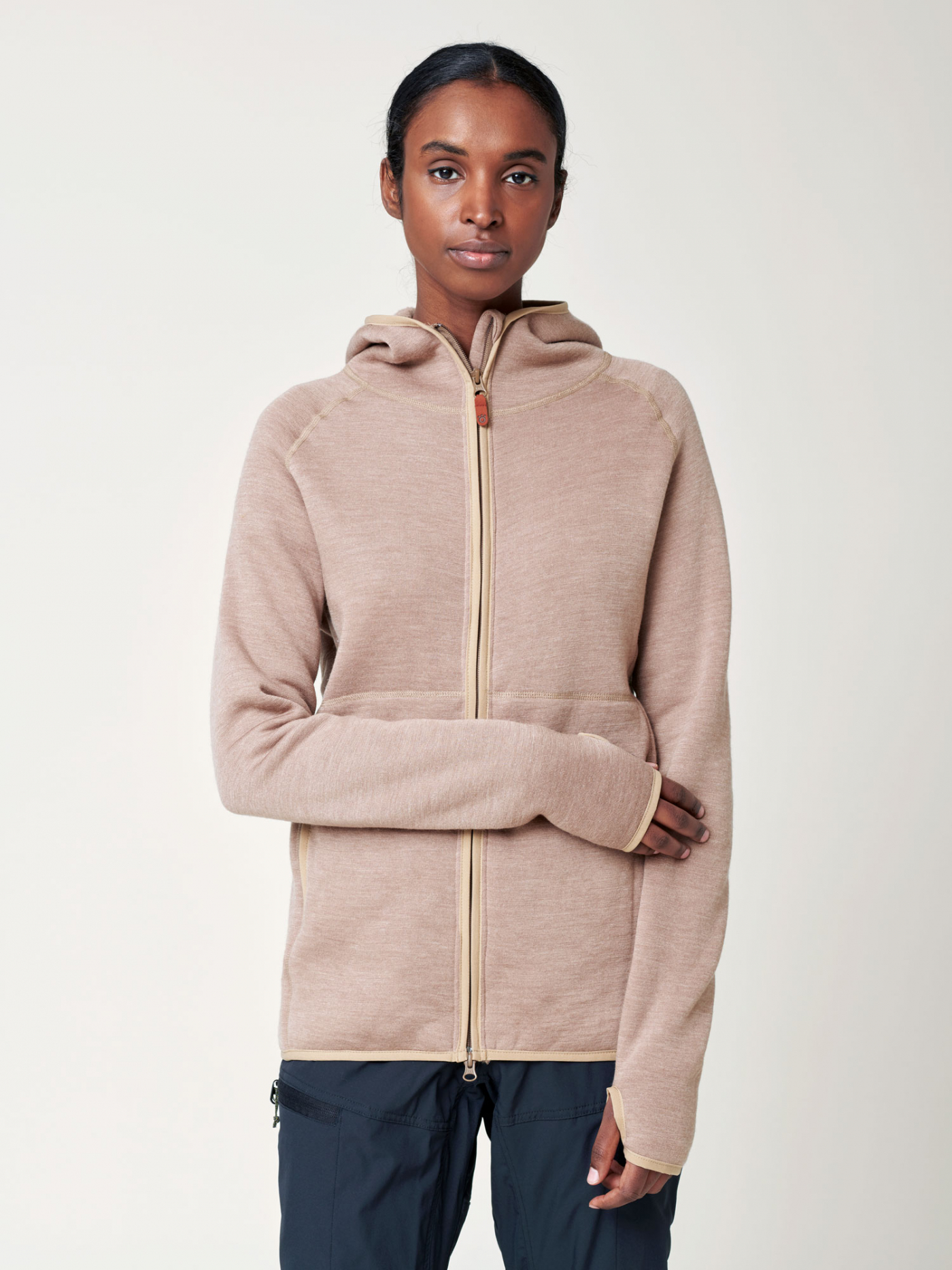 Women's Merino Full Zip Hoodie - Beige | Hoodies & sweaters - W