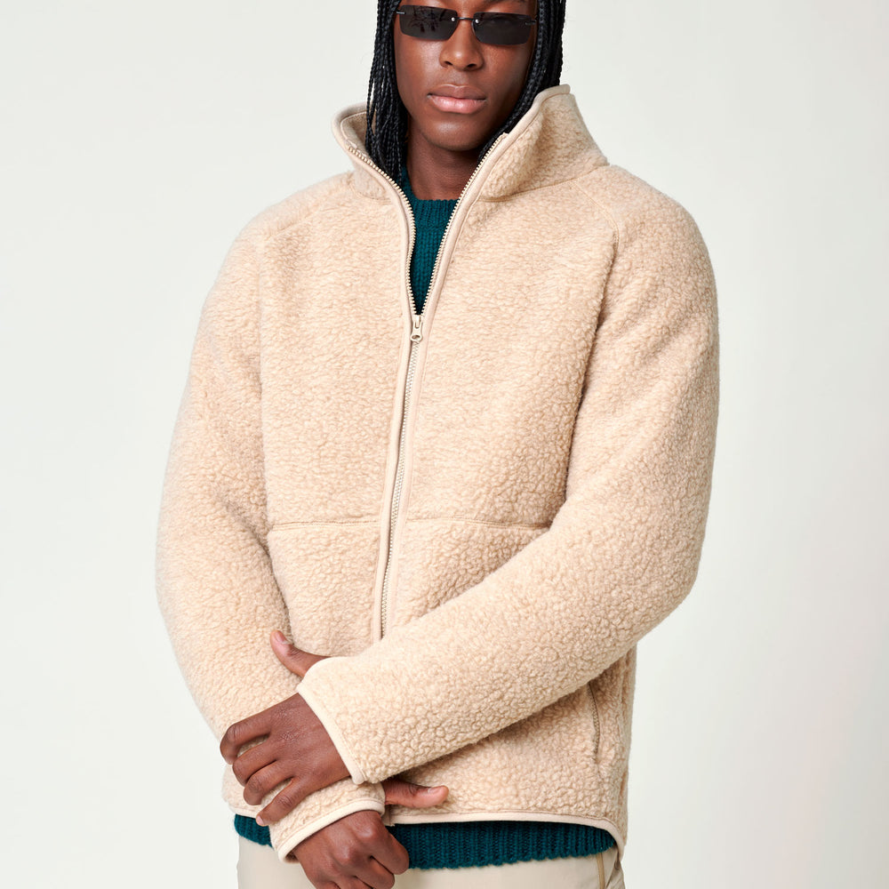 Men's Heavy Wool Pile Jacket - Sand