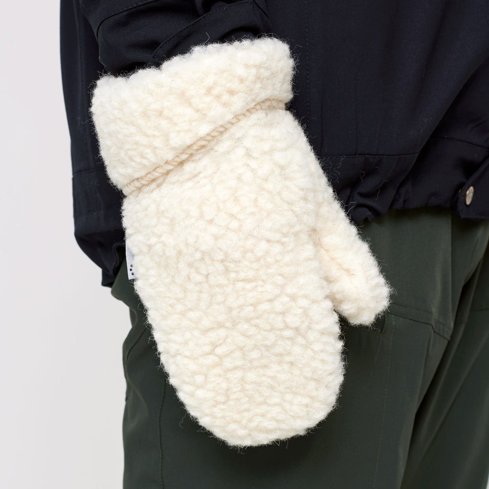 Wool Pile Mittens - White