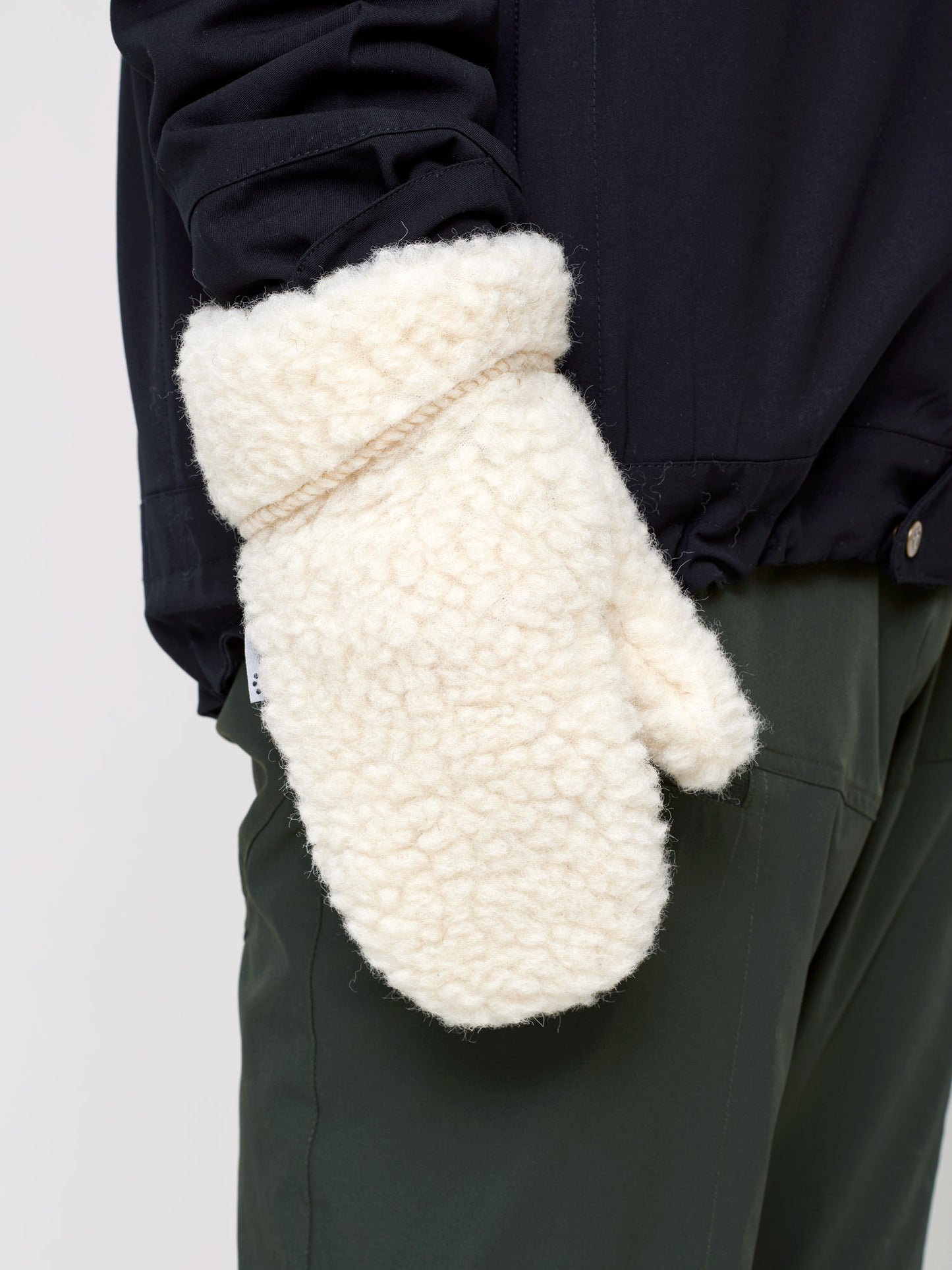 Wool Pile Mittens - White