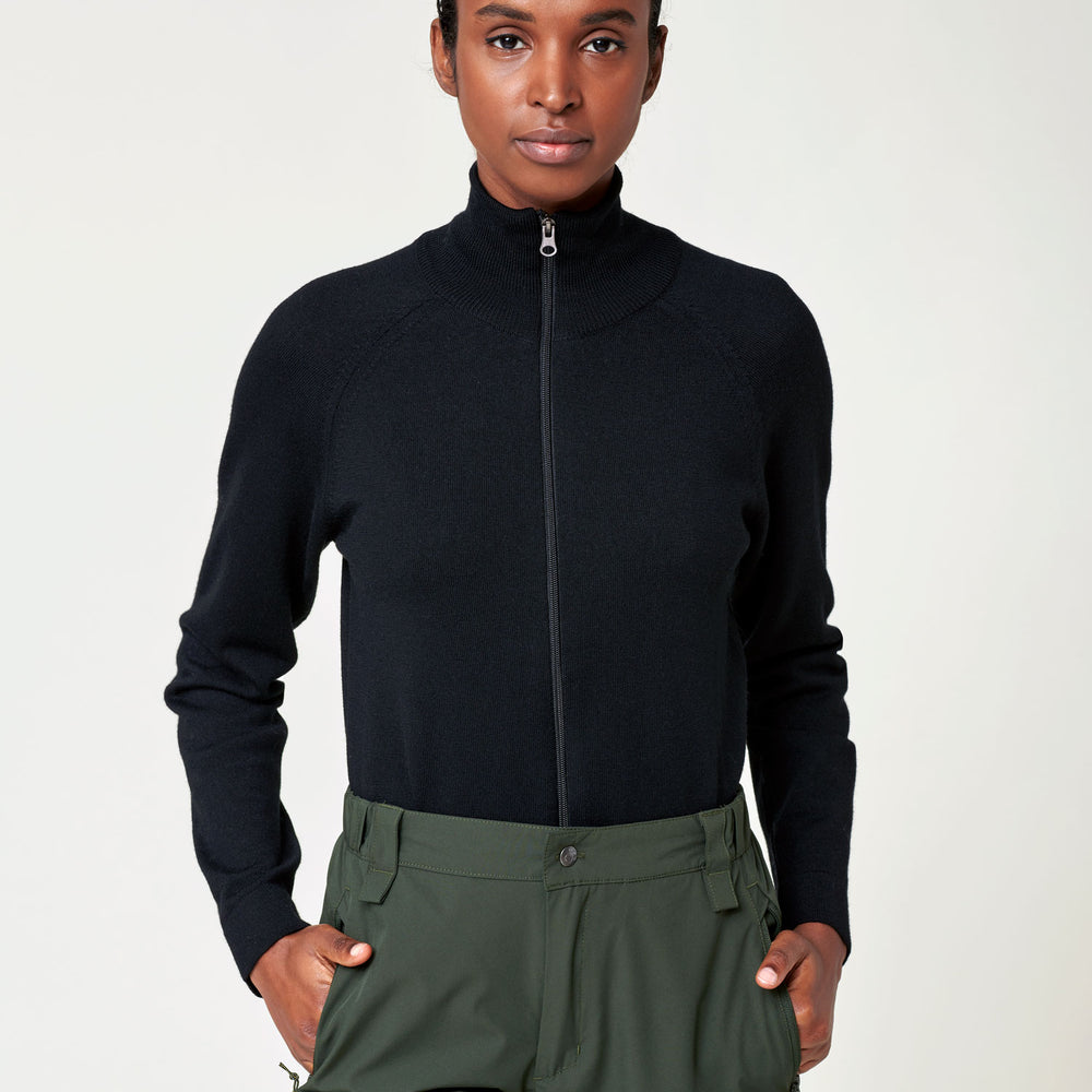 Women's Merino Full Zip Jacket - Black