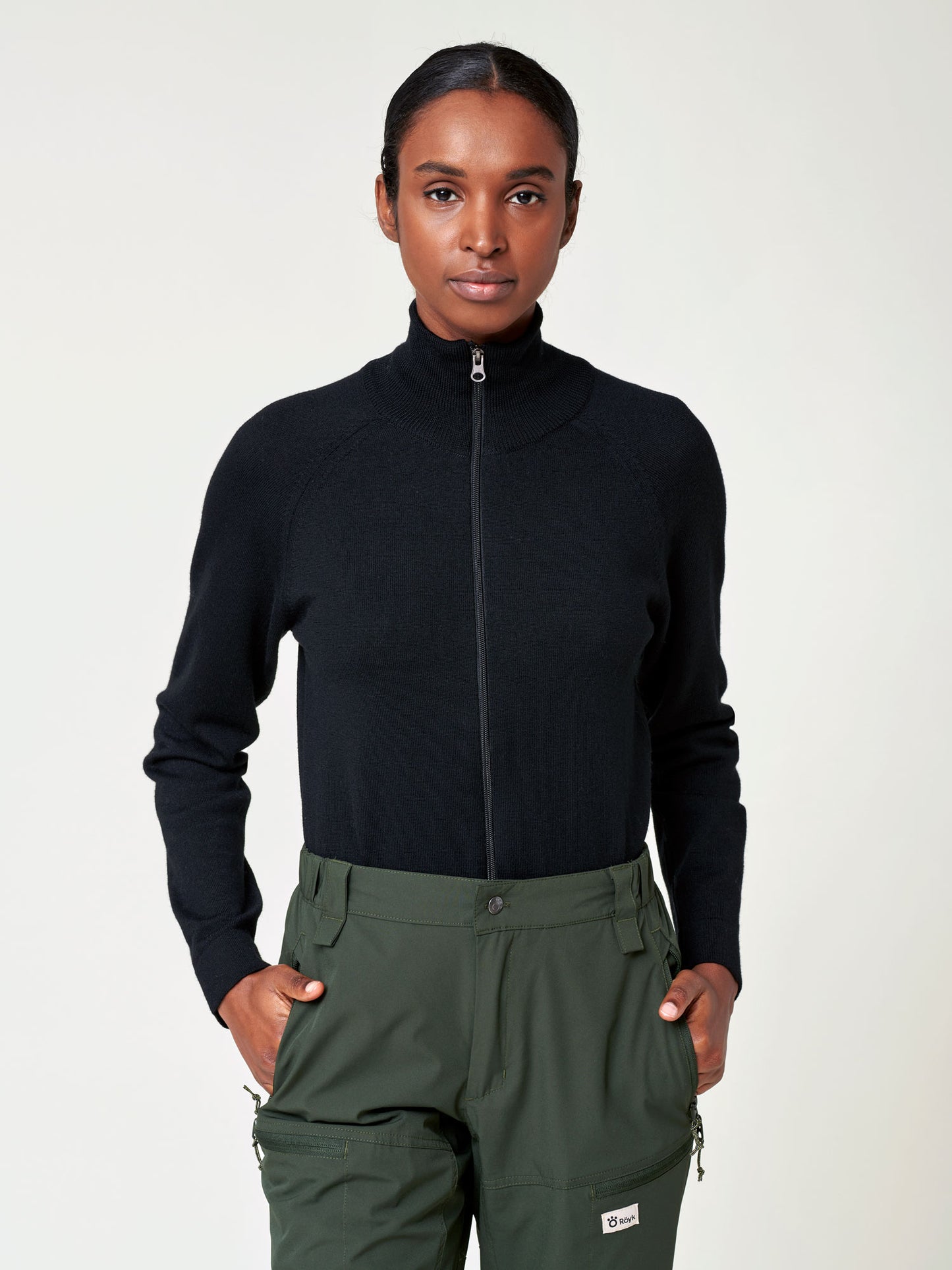 Women's Merino Full Zip Jacket - Black