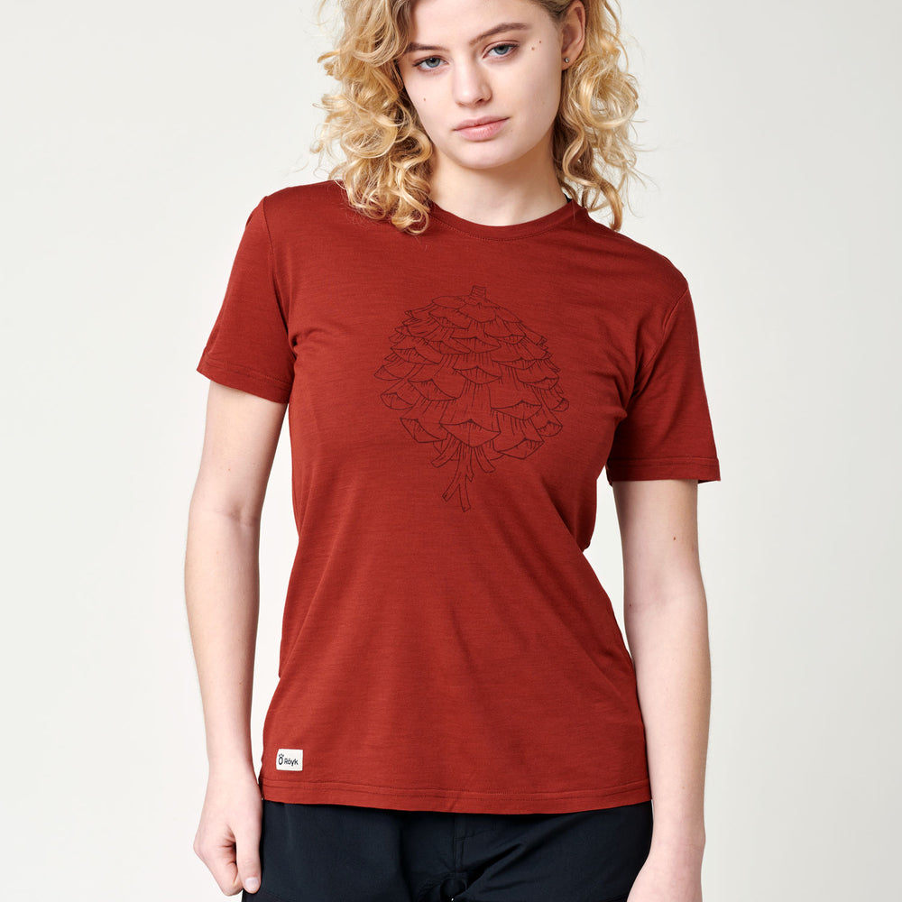
                  
                    Women's Merino T-Shirt - Red Pinecone
                  
                