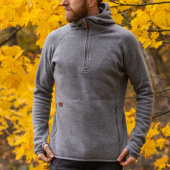 Men's Monk Pullover Wool Hoodie - Grey
