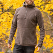 Men's Monk Pullover Wool Hoodie - Khaki